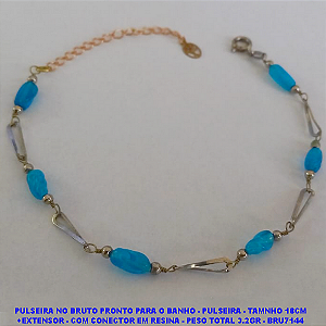 PULSEIRA NO BRUTO PRONTO PARA O BANHO(CX71) - PULSEIRA - TAMNHO 18CM +EXTENSOR - COM CONECTOR EM RESINA - PESO TOTAL 3.2GR - BRU7144