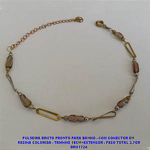 PULSEIRA BRUTO PRONTO PARA BANHO - COM CONECTOR EM  RESINA COLORIDA - TAMNHO 18CM+EXTENSOR - PESO TOTAL 2.7GR BRU1724