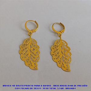 BRINCO NO BRUTO PRONTO PARA O BANHO -  BASE ARGOLINHA DE PRESSÃO  COM FOLHAS DE 3X2CM - PESO TOTAL 2.3GR - BRU0691
