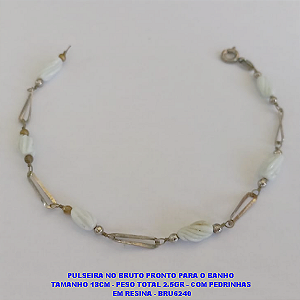 PULSEIRA NO BRUTO PRONTO PARA O BANHO  TAMANHO 18CM - PESO TOTAL 2.5GR - COM PEDRINHAS  EM RESINA - BRU6240