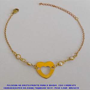 PULSEIRA NO BRUTO PRONTO PARA O BANHO - COM CORRENTE CADEADO(SUPER DELICADA) TAMANHO 18CM - PESO 1.9GR - BRU6529