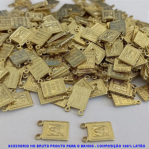 ACESSORIO NO BRUTO PRONTO PARA O BANHO - COMPOSIÇÃO 100% LATÃO  (2496)PRODUTO VENDIDO POR UNIDADE - PESO 0,8GR -ESCAPULARIO LADO  S.C. JESUS 1 LADO ORAÇÃO 15X10MM - BRU2840