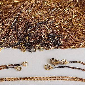 CORRENTE NO BRUTO PRONTO PARA O BANHO - CORRENTE VENEZIANA (BI-PARTIDA) DE 43CM (COM O PINGENTE VAI PARA 45CM) PESO TOTAL 1,8GR - COM FECHO LAGOSTA - BRU6424