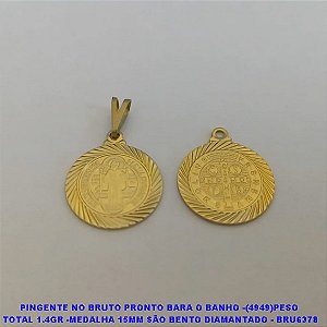 PINGENTE NO BRUTO PRONTO BARA O BANHO (CX44) -(4949)PESO  TOTAL 1.4GR -MEDALHA 15MM SÃO BENTO DIAMANTADO - BRU6378