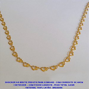 SHOCKER NO BRUTO PRONTO PARA O BANHO - COM CORRENTE DE 40CM +EXTENSOR  - COM FECHO LAGOSTA - PESO TOTAL 4.0GR MATERIAL 100% LATÃO - BRU5996