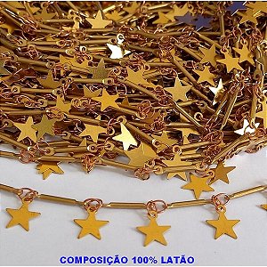 CORRENTE NO BRUTO PRONTO PARA O BANHO - COM PINOS E ESTRELAS(VENDIDA POR METRO)PESO DO METRO 11.0GR - COMPOSIÇÃO 100% LATÃO BRU2808