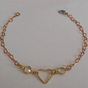 PULSEIRA NO BRUTO PRONTO PARA O NANHO  - DELICADA COM CORRENTE DE CORAÇÃO - TAMANHO 18CM - PESO 1,8GR - BRU5410