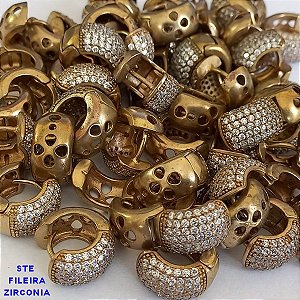 BRINCO NO BRUTO PRONTO PARA O BANHO BRINCO DE PRESSDÃO(TRANQUETA) - COM  SETE FILEIRA DE ZIRCONIA - TAMANHO 15MM PESO TOTAL 6,6GR - BRU5430A