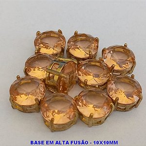 ACESSORIO NO BRUTO PRONTO PARA O BANHO - PEDRA DE ZIRCONIA ) + PINGENTE COM BASE EM ALTA FUSÃO " 10X10MM " REDONDO - PESO TOTAL 1,6GR - BRU000467