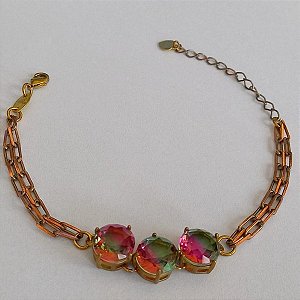 PULSEIRA NO BRUTO PRONTO PARA O BANHO(CX115) - COM CORRENTE CARTIE DUPLA  - COM PEDRA DE ZIRCONIA DE 10MM(BASE EM ALTA FUSÃO)COM FECHO LAGOSTA - PESO TOTAL 7.1GR - BRU5387