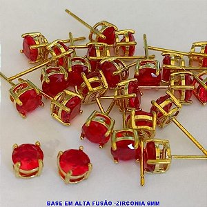 BRINCO NO BRUTO PRONTO PARA O BANHO - COM BASE EM ALTA FUSÃO E PEDRA DE ZIRCONIAS DE 6X6MM - PESO 1.1GR - BRU4673B