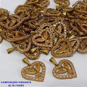 PINGENTE BRUTO PRONTO PARA O BANHO (CX31) - (VENDAS POR UNIDADE - PINGENTE TAMANHO 20MM CORAÇÃO CRAVEJADO(ALTA FUSÃO) PESO TOTAL 1,9GR - BRU6386 ***