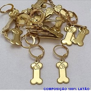 BRINCO NO BRUTO PRONTO PARA O BANHO - COMPOSIÇÃO 100% LATÃO (4573) PINGENTE OSSO 18MM C/ PATINHA 2,1GR BRU5638