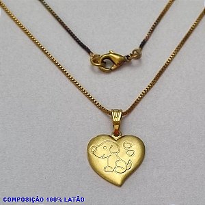 GARGANTILHA NO BRUTO PRONTO PARA O BANHO -(4253)- GARGANTILHA COM CORRENTE VENEZIANA E CORAÇÃO 15X14 ESTAMPADO CACHORRO- TAMANHO 45,0CM - PESO 2,8 GR - BRU1001A