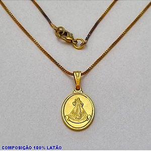 GARGANTILHA NO BRUTO PRONTO PARA O BANHO -(5006)- GARGANTILHA COM CORRENTE VENEZIANA E PINGENTE OVAL 15MM"JESUS MISERICORDIOSO"/VERSO CRUZ - TAMANHO 45,0CM- FECHO LAGOSTA - PESO 2,7GR - BRU1003A