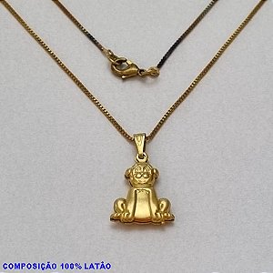 GARGANTILHA NO BRUTO PRONTO PARA O BANHO -(1547)- GARGANTILHA COM CORRENTE VENEZIANA E PINGENTE CACHORRO DUPLO 16MM- TAMANHO 45,0CM- FECHO LAGOSTA - PESO 2,6GR - BRU1008A