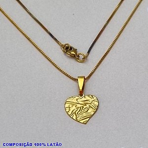 GARGANTILHA NO BRUTO PRONTO PARA O BANHO -(5022)- GARGANTILHA COM CORRENTE VENEZIANA E PINGENTE CORAÇÃO TEXTURA ORGANICA 14MM - TAMANHO 45,0CM- FECHO LAGOSTA - PESO 2,3GR - BRU10013A