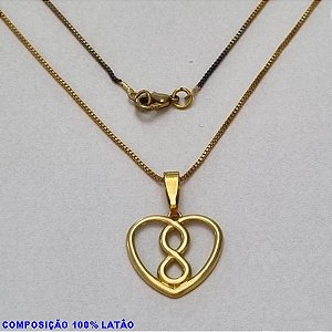 GARGANTILHA NO BRUTO PRONTO PARA O BANHO - (4087) - GARGANTILHA COM CORRENTE VENEZIANA E PINGENTE CORAÇÃO VAZADO 17MM C/ INFINITO- TAMANHO 45,0CM- FECHO LAGOSTA - PESO 2,7GR - BRU10016A