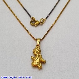 GARGANTILHA NO BRUTO PRONTO PARA O BANHO - (798) - GARGANTILHA COM CORRENTE VENEZIANA E PINGENTE ANJO DUPLO JOELHO P/ DOBRAR 15MM - TAMANHO 45,0CM- FECHO LAGOSTA - PESO 2,3GR - BRU10026A