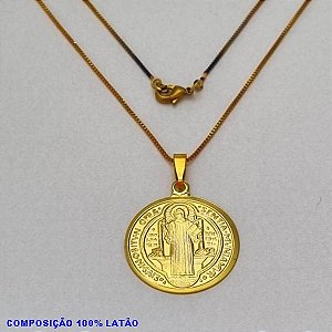 GARGANTILHA NO BRUTO PRONTO PARA O BANHO - (1865) - GARGANTILHA COM CORRENTE VENEZIANA E PINGENTE SÃO BENTO 25MM EM PÉ CHAPA 0,40 - TAMANHO 45,0CM- FECHO LAGOSTA - PESO 3,5GR - BRU10030A