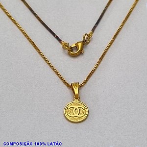 GARGANTILHA NO BRUTO PRONTO PARA O BANHO - (4446) - GARGANTILHA COM CORRENTE VENEZIANA E PINGENTE REDONDO 8,5MM INSPIRAÇÃO CH - TAMANHO 45,0CM- FECHO LAGOSTA - PESO 2,1- BRU10040A