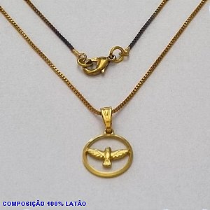 GARGANTILHA NO BRUTO PRONTO PARA O BANHO - (1989) - GARGANTILHA COM CORRENTE VENEZIANA E PINGENTE REDONDO 12MM VAZADO C/ ESPÍRITO SANTO - TAMANHO 45,0CM- FECHO LAGOSTA - PESO 2,2 BRU10050A