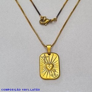 GARGANTILHA NO BRUTO PRONTO PARA O BANHO - (4682) - GARGANTILHA COM CORRENTE VENEZIANA E PINGENTE PLACA C/ 3 GRAÇAS - TAMANHO 45,0CM- FECHO LAGOSTA - PESO 3,8GR BRU10061A