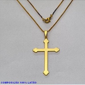 GARGANTILHA NO BRUTO PRONTO PARA O BANHO - (163) - GARGANTILHA COM CORRENTE VENEZIANA E PINGENTE CRUZ LISA 42MM - TAMANHO 45,0CM- FECHO LAGOSTA - PESO 3,3GR BRU10069A