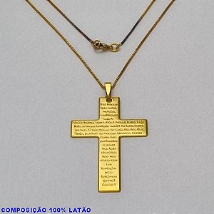 GARGANTILHA NO BRUTO PRONTO PARA O BANHO - (930) - GARGANTILHA COM CORRENTE VENEZIANA E PINGENTE PINGENTE CRUZ C/ ORAÇÃO DO PAI NOSSO 50MM -  TAMANHO 45,0CM- FECHO LAGOSTA - PESO 6,1GR BRU10081A