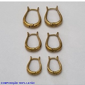 BRINCO NO BRUTO PRONTO PARA O BANHO 100% LATÃO BRINCO DE PRESSÃO(TRANQUETA) - TRIO DE BRINCO COM 3 PAR TAMANHOS 15MM/13MM/11MM - PESO TOTAL 4,1GR - BRU100118A