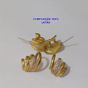 BRINCO NO BRUTO PRONTO PARA O BANHO(CX114) -  TRIO COM DUAS FILEIRA DE MICRO ZIRCONIAS - LARGURA 1,5CM - PESO TOTAL 4,1GE - BRU7356