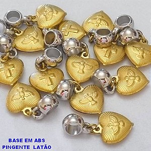 ACESSÓRIO NO BRUTO PRONTO PARA O BANHO(E2548) PINGENTE CORAÇÃO CRUZ DE UMA LADO E ESPÍRITO SANTO DE OUTRO 13MM - BERLOQUE PARA PULSEIRA SIMILAR A PANDORA(PEÇA VENDIDA POR UNIDADE) PENDENTE ABS - PESO 1,0GR - BRU000601