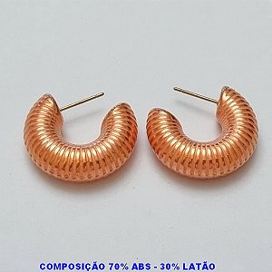 BRINCO NO BRUTO PRONTO PARA O BANHO - 70% ABS + 30% LATÃO -  BRINCO DE ARGOLA PEQUENA ESPIRAL 24MM LARGURA 7MM -  PESO 4,3GR - BRU100158A