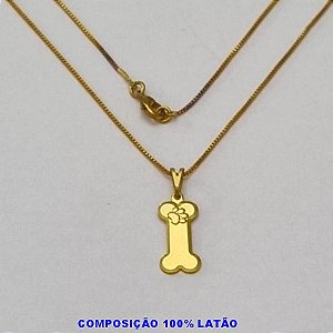 GARGANTILHA NO BRUTO PRONTO PARA O BANHO - (4573) - GARGANTILHA COM CORRENTE VENEZIANA E PINGENTE OSSO 18MM C/ PATINHA - TAMANHO 45,0CM- FECHO LAGOSTA - PESO 2,5GR BRU100158A