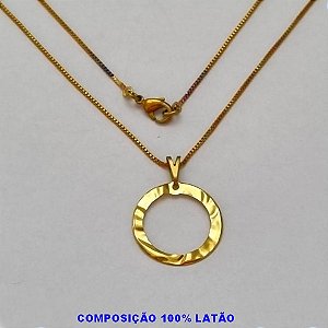 GARGANTILHA NO BRUTO PRONTO PARA O BANHO - (4982) - GARGANTILHA COM CORRENTE VENEZIANA E PINGENTE REDONDO 19,5MM VAZADA TEXTURA ORGÂNICA - TAMANHO 45,0CM- FECHO LAGOSTA - PESO 2,3GR BRU100161A