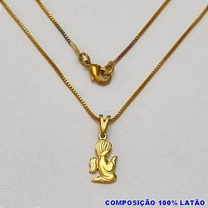 GARGANTILHA NO BRUTO PRONTO PARA O BANHO - (798) - GARGANTILHA COM CORRENTE VENEZIANA E PINGENTE ANJO DUPLO JOELHO P/ DOBRAR 15MM - TAMANHO 45,0CM- FECHO LAGOSTA - PESO 2,7GR BRU100165A
