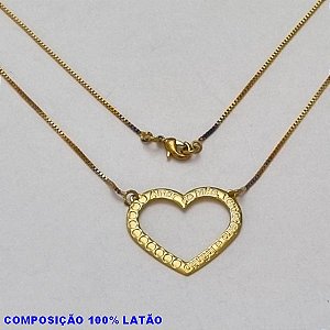 GARGANTILHA NO BRUTO PRONTO PARA O BANHO - (294) - GARGANTILHA COM CORRENTE VENEZIANA CORAÇÃO AMOR DE MÃE VERDADEIRO E INFINITO TAMANHO 45,0CM- FECHO LAGOSTA - PESO 2,5GR BRU100176A