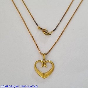 GARGANTILHA NO BRUTO PRONTO PARA O BANHO - (3233) - GARGANTILHA COM CORRENTE VENEZIANA E PINGENTE CORAÇÃO 13MM VAZADO - TAMANHO 45,0CM- FECHO LAGOSTA - PESO 2,5GR BRU100182A