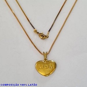 GARGANTILHA NO BRUTO PRONTO PARA O BANHO - (3480) - GARGANTILHA COM CORRENTE VENEZIANA E PINGENTE CORAÇÃO MOM 16X13MM - TAMANHO 45,0CM- FECHO LAGOSTA - PESO 2,8GR BRU100185A