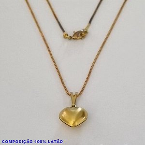 GARGANTILHA NO BRUTO PRONTO PARA O BANHO - (823) - GARGANTILHA COM CORRENTE VENEZIANA E PINGENTE CORAÇÃO DUPLO 12,5X11MM TAMANHO 45,0CM- FECHO LAGOSTA - PESO 2,8GR BRU100192A