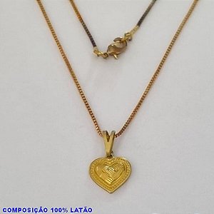GARGANTILHA NO BRUTO PRONTO PARA O BANHO - (4826) - GARGANTILHA COM CORRENTE VENEZIANA E PINGENTE CORAÇÃO 10MM MEIO TRANÇADO BORDA BOLINHAS TAMANHO 45,0CM- FECHO LAGOSTA - PESO 2,2GR BRU100193A