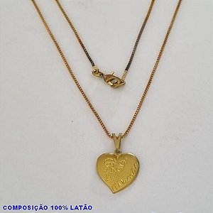 GARGANTILHA NO BRUTO PRONTO PARA O BANHO - (4211) - GARGANTILHA COM CORRENTE VENEZIANA E PINGENTE CORAÇÃO 15X14MM ESTAMPADO MENINO "MAMÃE" TAMANHO 45,0CM- FECHO LAGOSTA - PESO 2,6GR BRU100200A