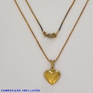 GARGANTILHA NO BRUTO PRONTO PARA O BANHO - (4257) - GARGANTILHA COM CORRENTE VENEZIANA E PINGENTE CORAÇÃO METADE LISO 12MM TAMANHO 45,0CM- FECHO LAGOSTA - PESO 2,3GR BRU100212A