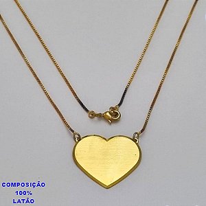 GARGANTILHA NO BRUTO PRONTO PARA O BANHO - (4706) - GARGANTILHA COM CORRENTE VENEZIANA E PINGENTE CORAÇÃO 25MM RETO TAMANHO 45,0CM- FECHO LAGOSTA - PESO 4,0GR BRU100230A