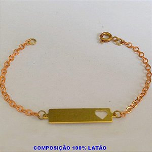 PULSEIRA NO BRUTO PRONTO PARA O BANHO (INFANTIL) COM CHAPINHA CORAÇÃO (E2914) - TAMANHO 15CM PESO TOTAL 1,7GR - BRU100239A