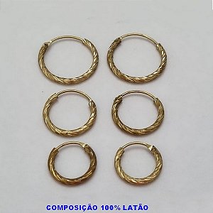 BRINCO NO BRUTO PRONTO PARA O BANHO -ARGOLA TRIO DE BRINCO TAMANHO 18MM/15MM/12MM - PESO DO TRIO 1,8GR - BRU100242A