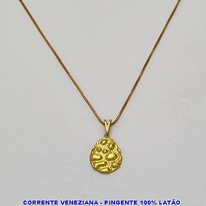 GARGANTILHA NO BRUTO PRONTO PARA O BANHO - (V3677) - GARGANTILHA COM CORRENTE VENEZIANA E PINGENTE GOTA 17MM TAMANHO 45,0CM- FECHO LAGOSTA - PESO 2,2GR BRU100251A