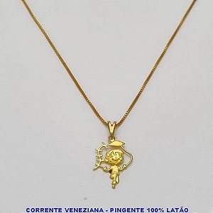 GARGANTILHA NO BRUTO PRONTO PARA O BANHO - (V3674) - GARGANTILHA COM CORRENTE VENEZIANA E PINGENTE MENINO EMPINANDO PIPA 21MM TAMANHO 45,0CM- FECHO LAGOSTA - PESO 2,2GR BRU100254A