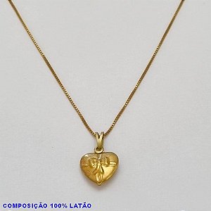 GARGANTILHA NO BRUTO PRONTO PARA O BANHO - (E1222) - GARGANTILHA COM CORRENTE VENEZIANA E PINGENTE CORAÇÃO COM LAÇO TAMANHO 15MM 45,0CM- FECHO LAGOSTA - PESO 1,7GR BRU100293A