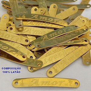 ACESSÓRIO BRUTO PRONTO PARA BANHO -  (3.1489) CHAPINHA ESCRITO AMOR VENDIDA POR UNIDADE COMPOSIÇÃO LATÃO - PESO 0,7GR - TAMANHO 35MM BRU000788